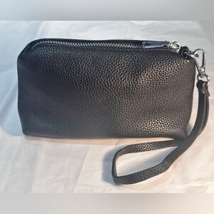 Antik Kraft Black Pebbled Vegan Leather Wristlet